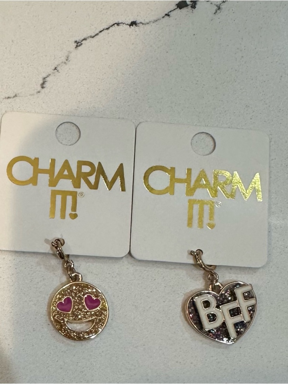 Kids Smiley Face Emoji & BFF Dangle Charms - Pink Accents